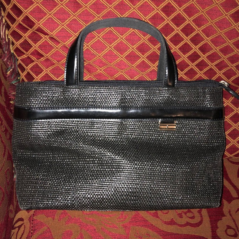 Tommy Hilfiger Black Natural Straw Handbag
